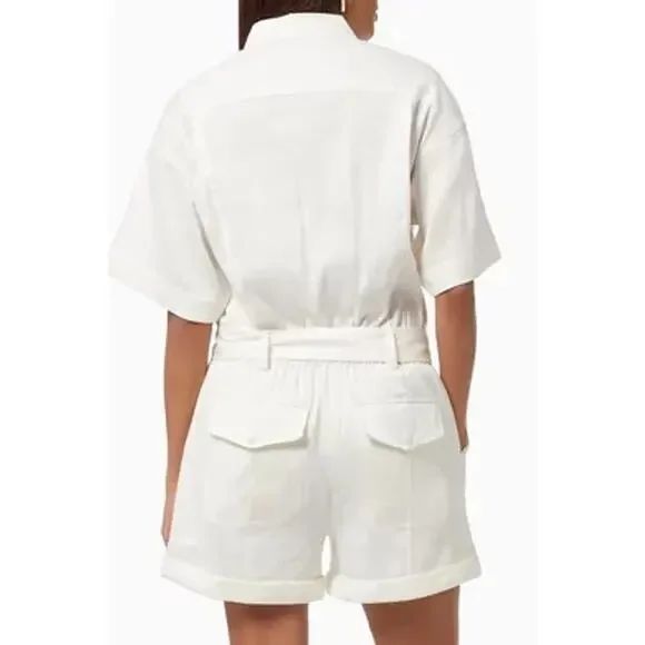 Frame Arie Utility Linen-Blend Romper - Picture 3 of 9